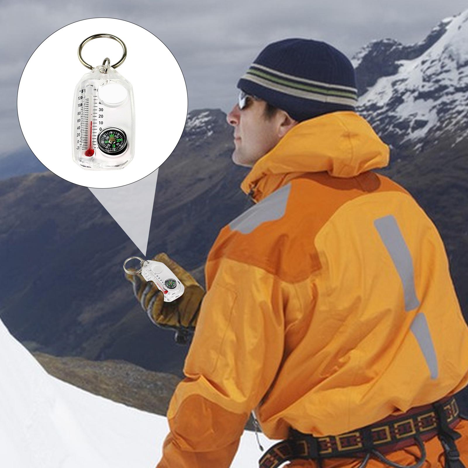 Compass Keychain Mini - Mini Brújula Multifunción para Llavero, Termómetro