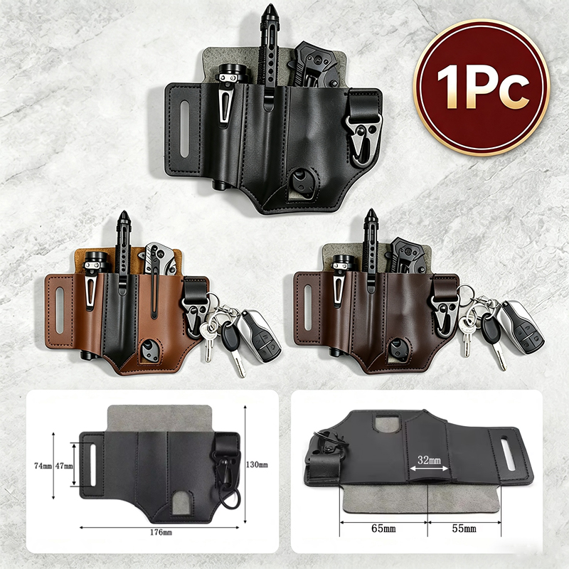 Edc Carry Pocket Pouch - Colgador de cintura de piel de