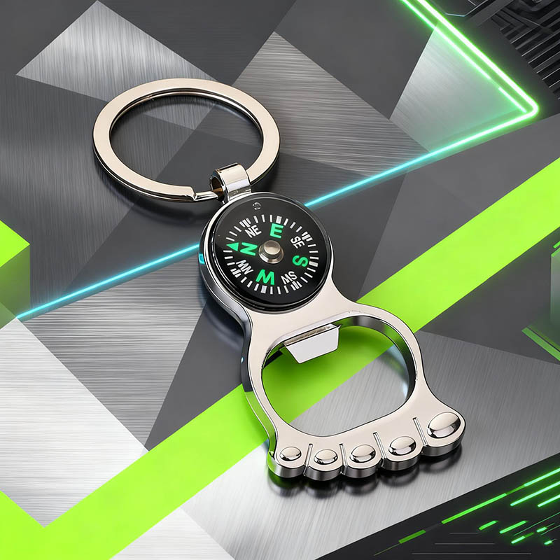 Compass Keychain Mini - LLavero de brújula náutica único, hebilla