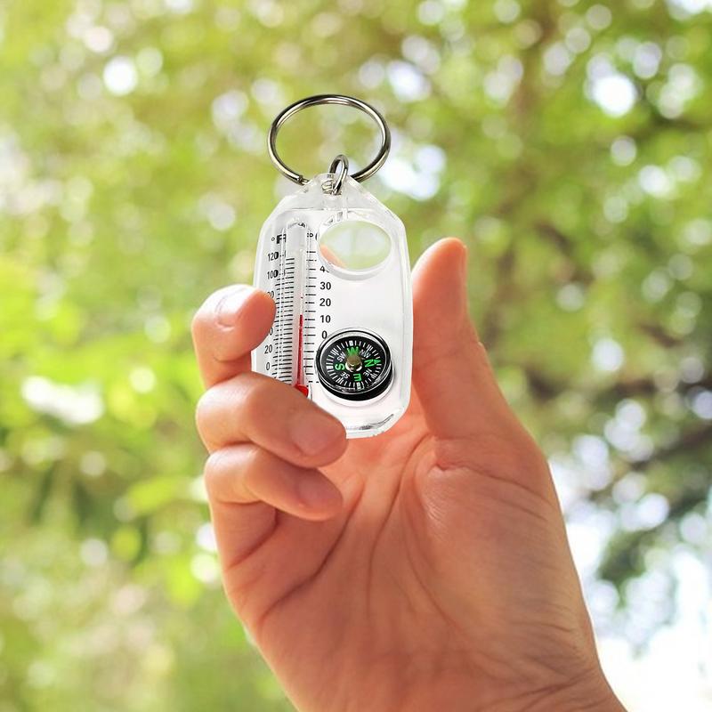 Compass Keychain Mini - Mini llavero multifunción Camping brújula termómetro