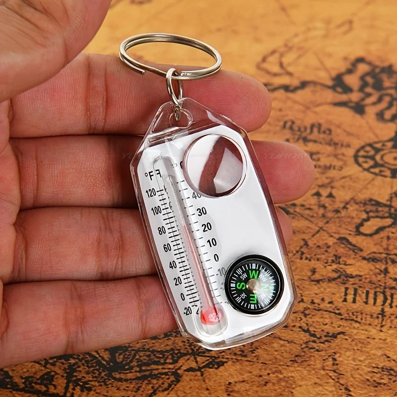 Compass Keychain Mini - Llavero 3 en 1 con Brújula,