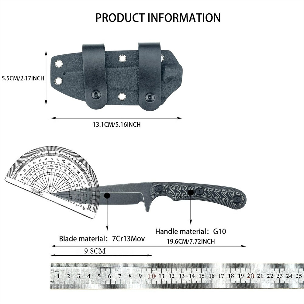Cuchillos de hoja fija Full Ta - Edc Carry Fixed Blade reseña y precio